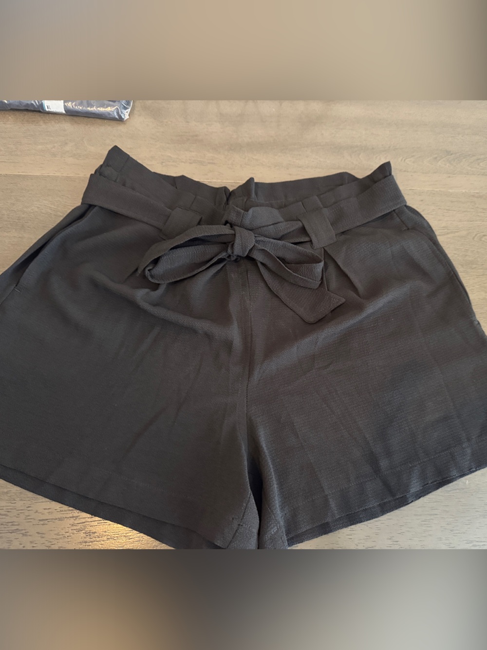 Max Studio Black Paperbag Waist Tie Shorts